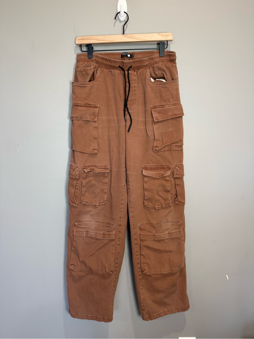 American Stitch Men’s Brown Utility Cargo Pants Drawstring Wide Leg M
